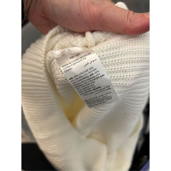 WHBM NWT Cream “Ecru” Knit Silver Button Ribbed Sweater, Sz XS, MP $120 - Picture 7 of 8